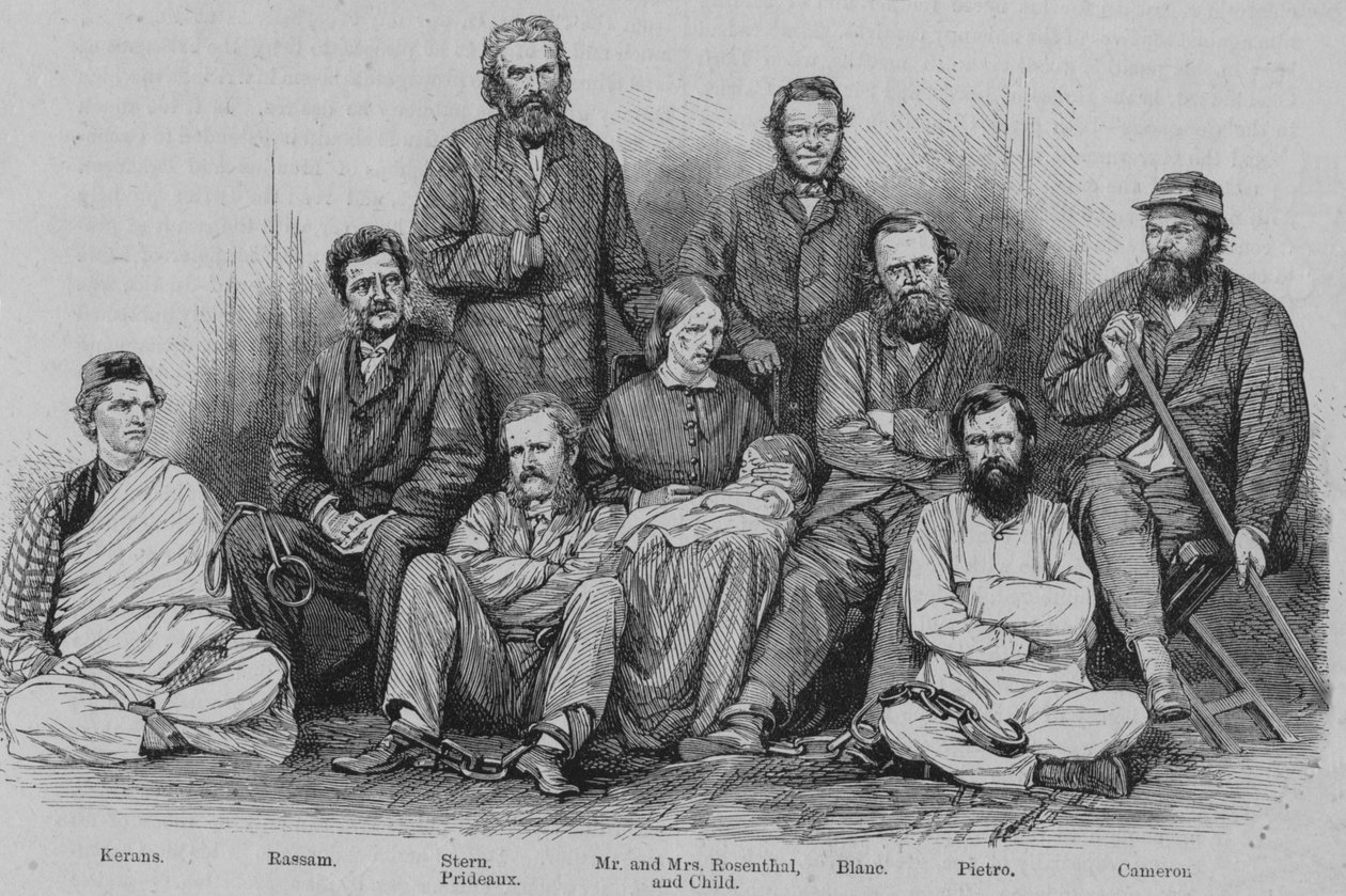 Kapitan Cameron i inni jeńcy abisyńscy, ok. 1864 r. autorstwa Unbekannt