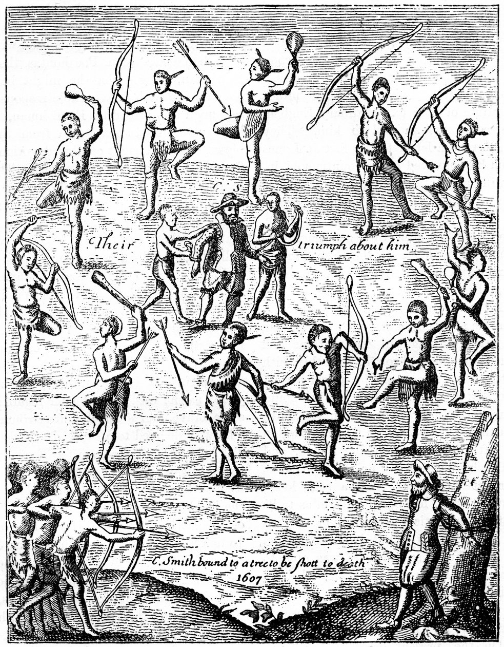 Kapitan John Smith wzięty do niewoli przez Indian, Wirginia, 1607 c1880 autorstwa Unbekannt