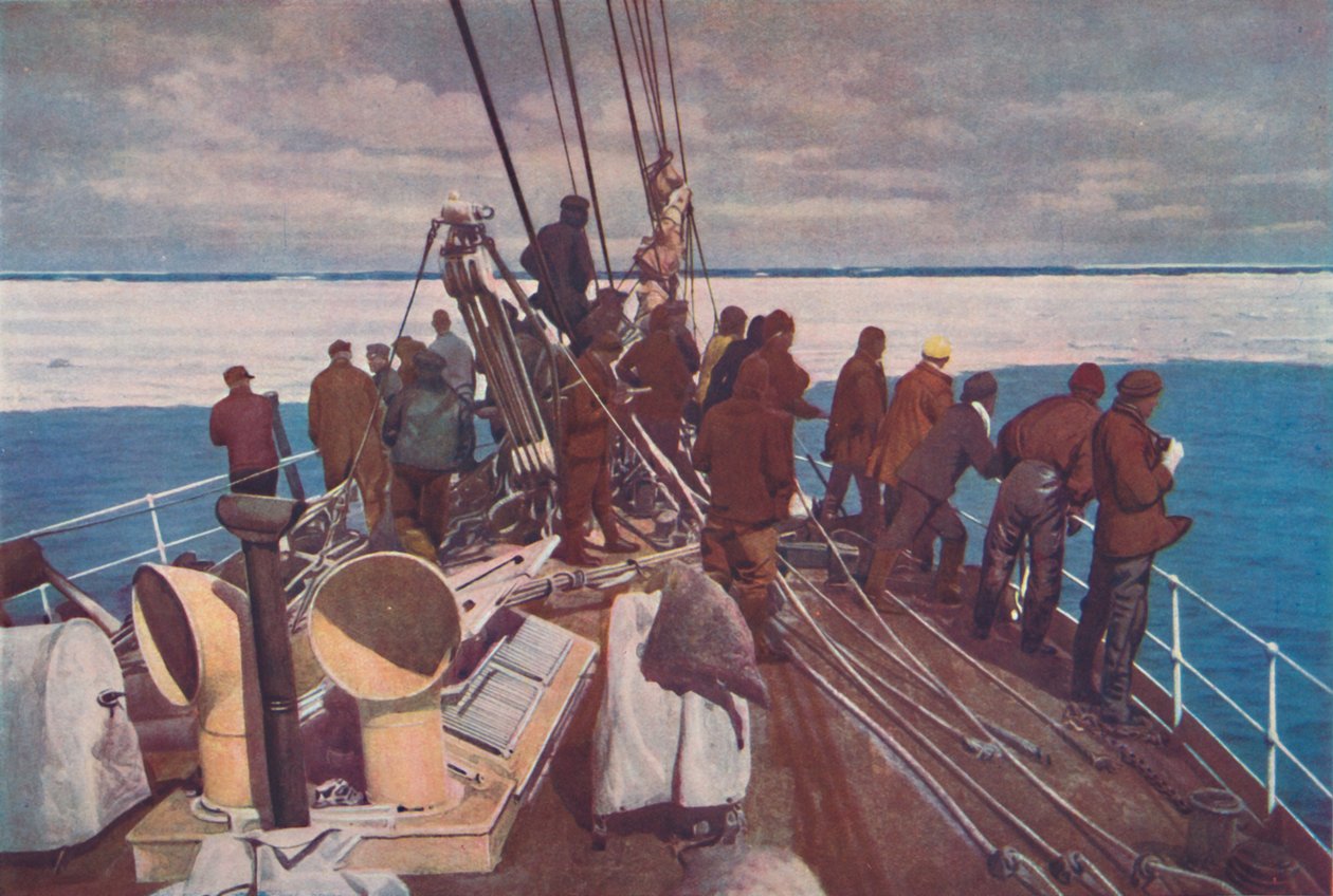 Statek kapitana Scotta, Terra Nova, wchodzący do paku lodowego w południowych regionach polarnych, c1910-192, 1936 autorstwa Unbekannt