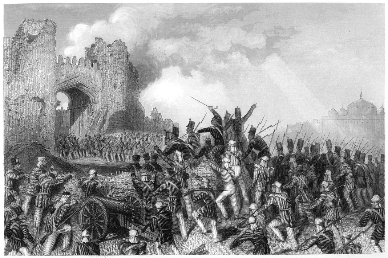 Zdobycie Bramy Kaszmirowej, szturm Delhi, 1857, c1860 autorstwa Unbekannt