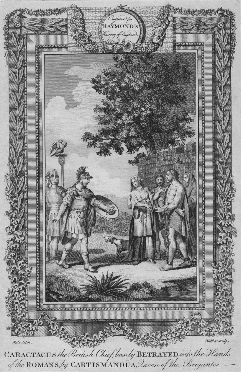 Caractacus, wódz brytyjski, podstępnie zdradzony w ręce Rzymian przez Cartismanduę, c1787 autorstwa Unbekannt