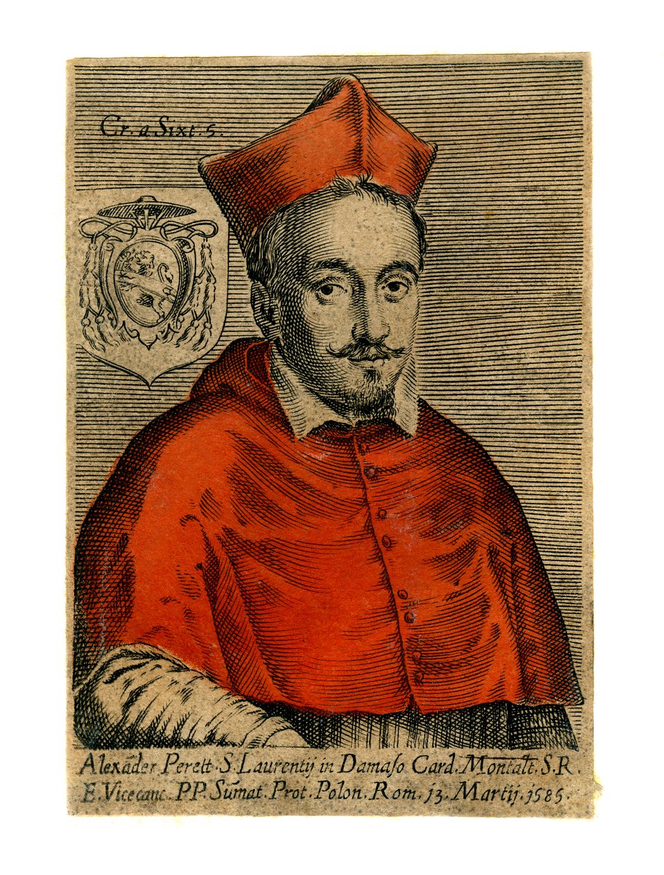 Kardynał Aleksander Perett, 1585 autorstwa Unbekannt