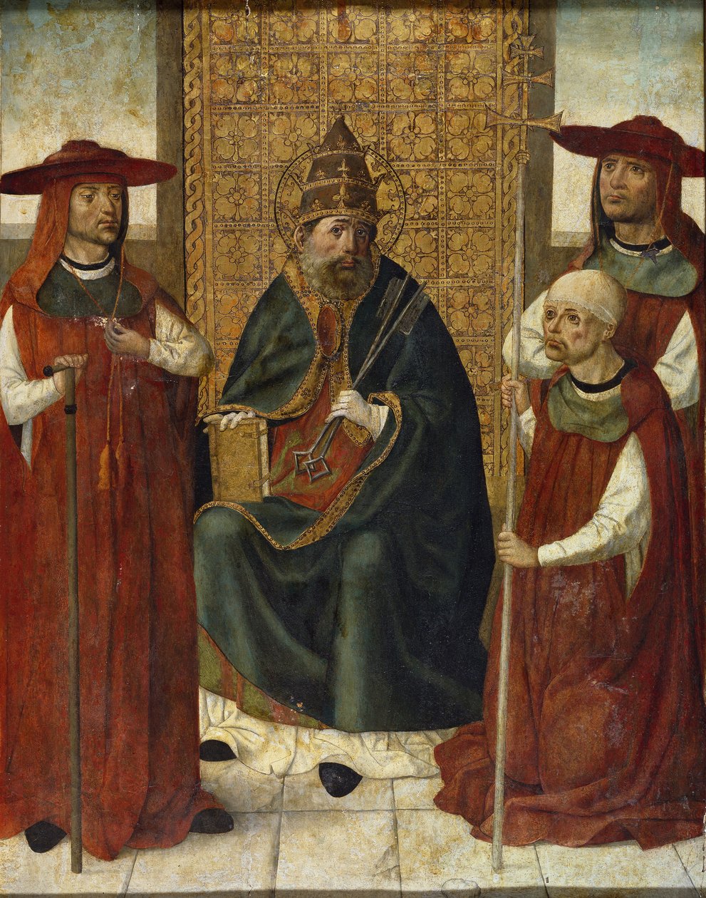 Kardynał Pedro González de Mendoza 1428-1495 modlący się przed św. Piotrem, 1490-1495 autorstwa Unbekannt