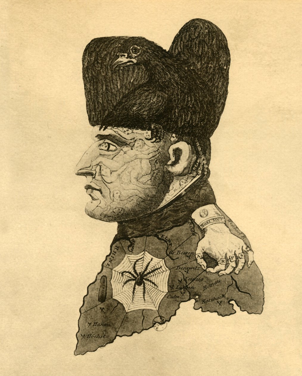 Karykatura Napoleona, ok. 1814, 1921. autorstwa Unbekannt