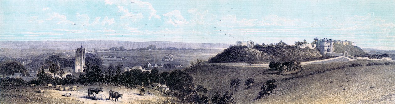 Zamek i wieś Carisbrooke, wyspa Wight, XIX wiek autorstwa Unbekannt
