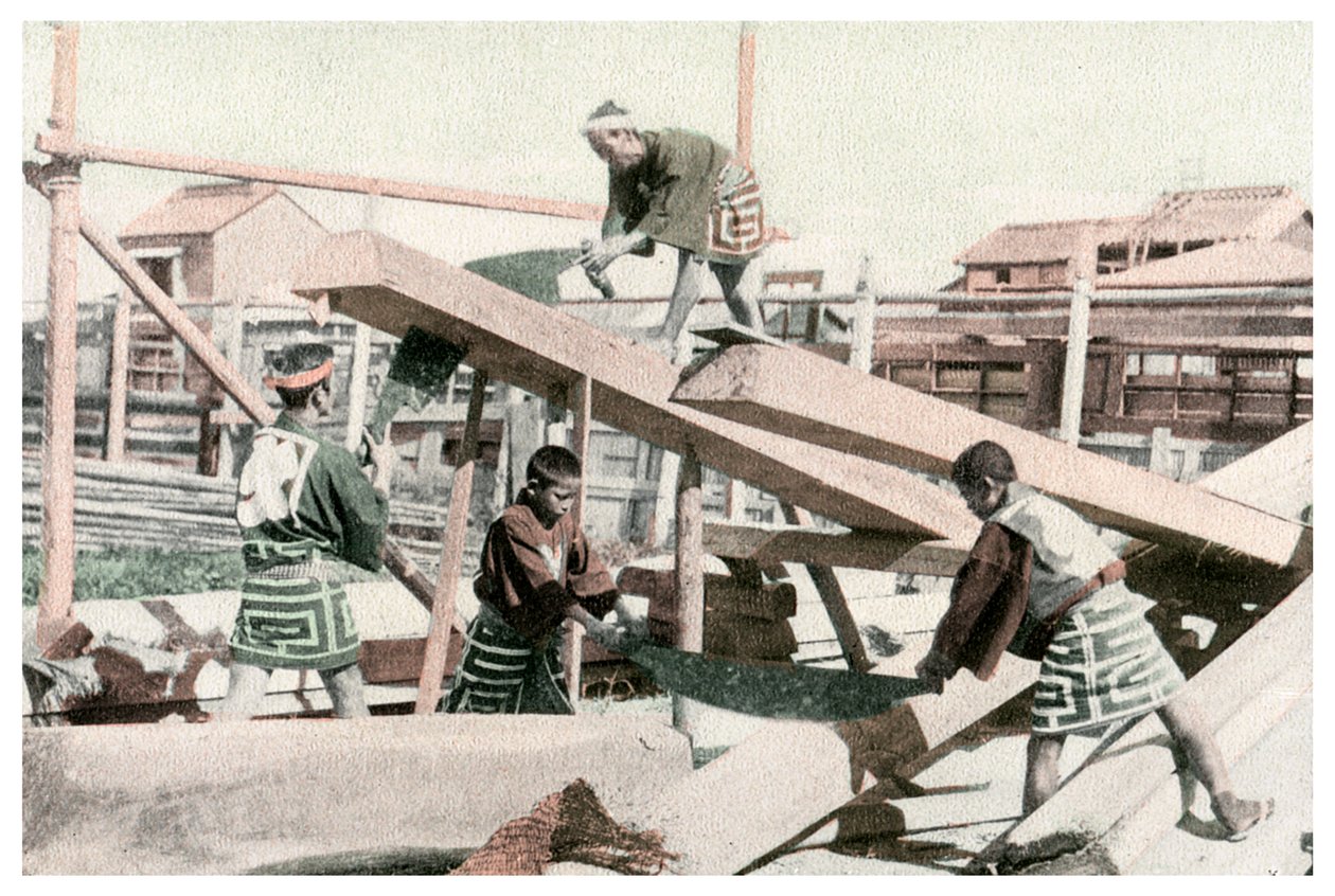Stolarze przy pracy, Japonia, 1904 autorstwa Unbekannt