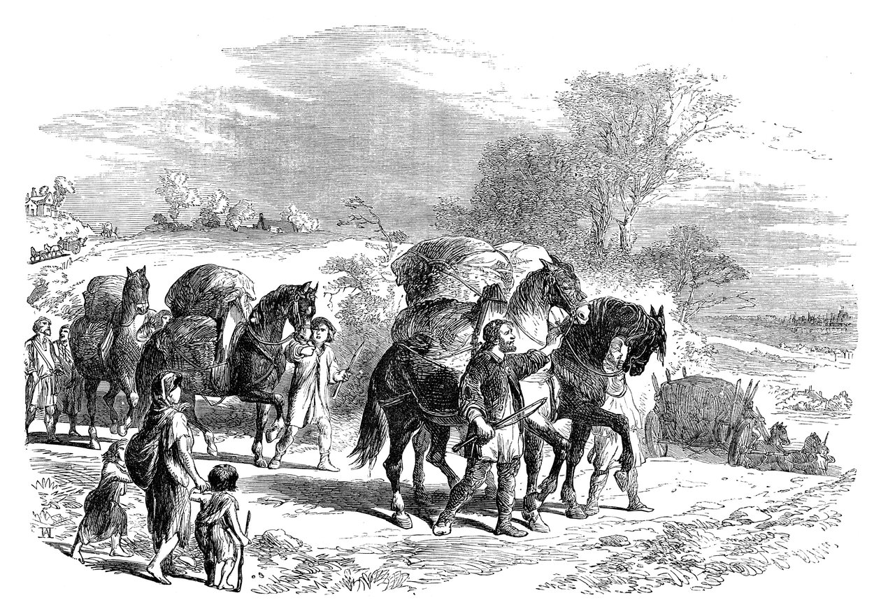 Wożenie chleba do Londynu na jucznych koniach, ok. 1895 r. autorstwa Unbekannt