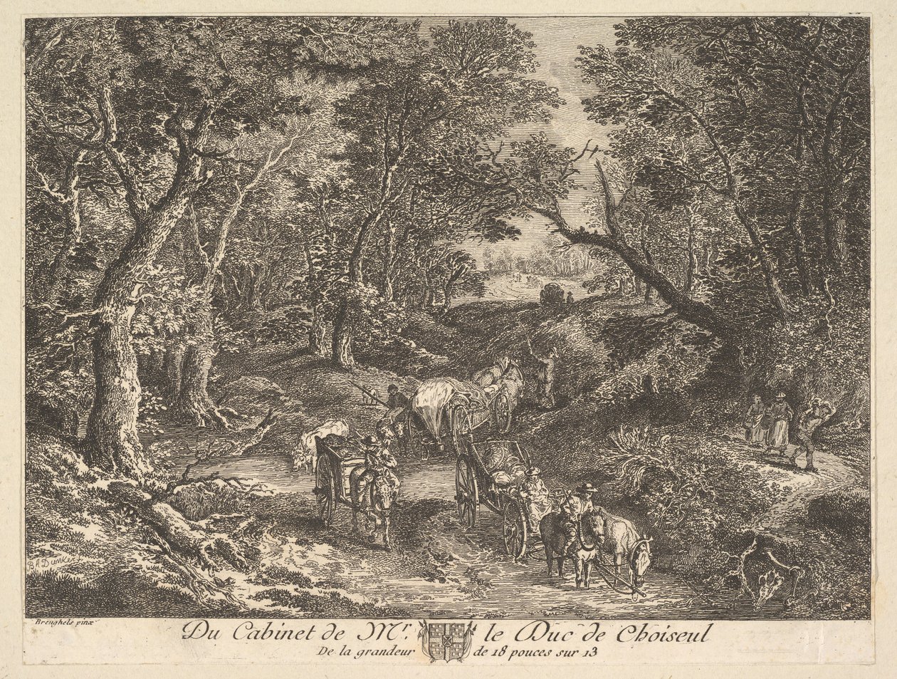 Wozy na ścieżce przez las po obrazie w kolekcji księcia de Choiseul, 1771. autorstwa Unbekannt