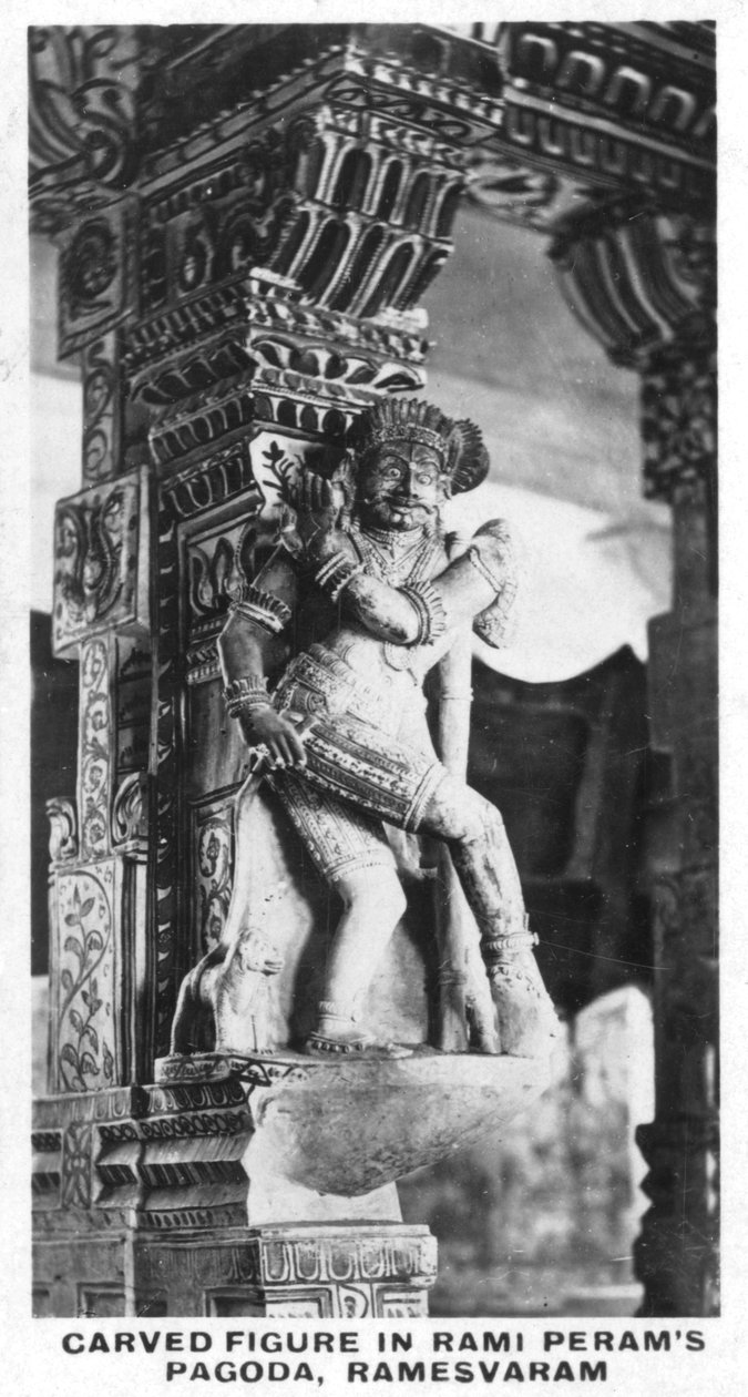Rzeźbiona figura w pagodzie Rami Perams, Ramesvaram, Indie, ok. 1925 r. autorstwa Unbekannt
