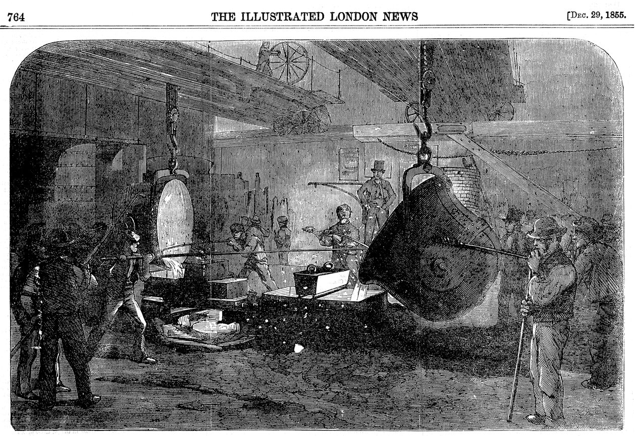 Odlew moździerza w hucie Grissells Regents Canal Ironworks, City Road, Londyn, 1855 autorstwa Unbekannt