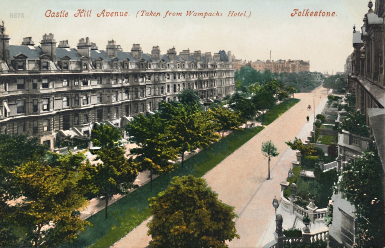 Aleja Wzgórza Zamkowego. Zaczerpnięty z hotelu Wampachs. Folkestone, koniec XIX-początek XX wieku autorstwa Unbekannt