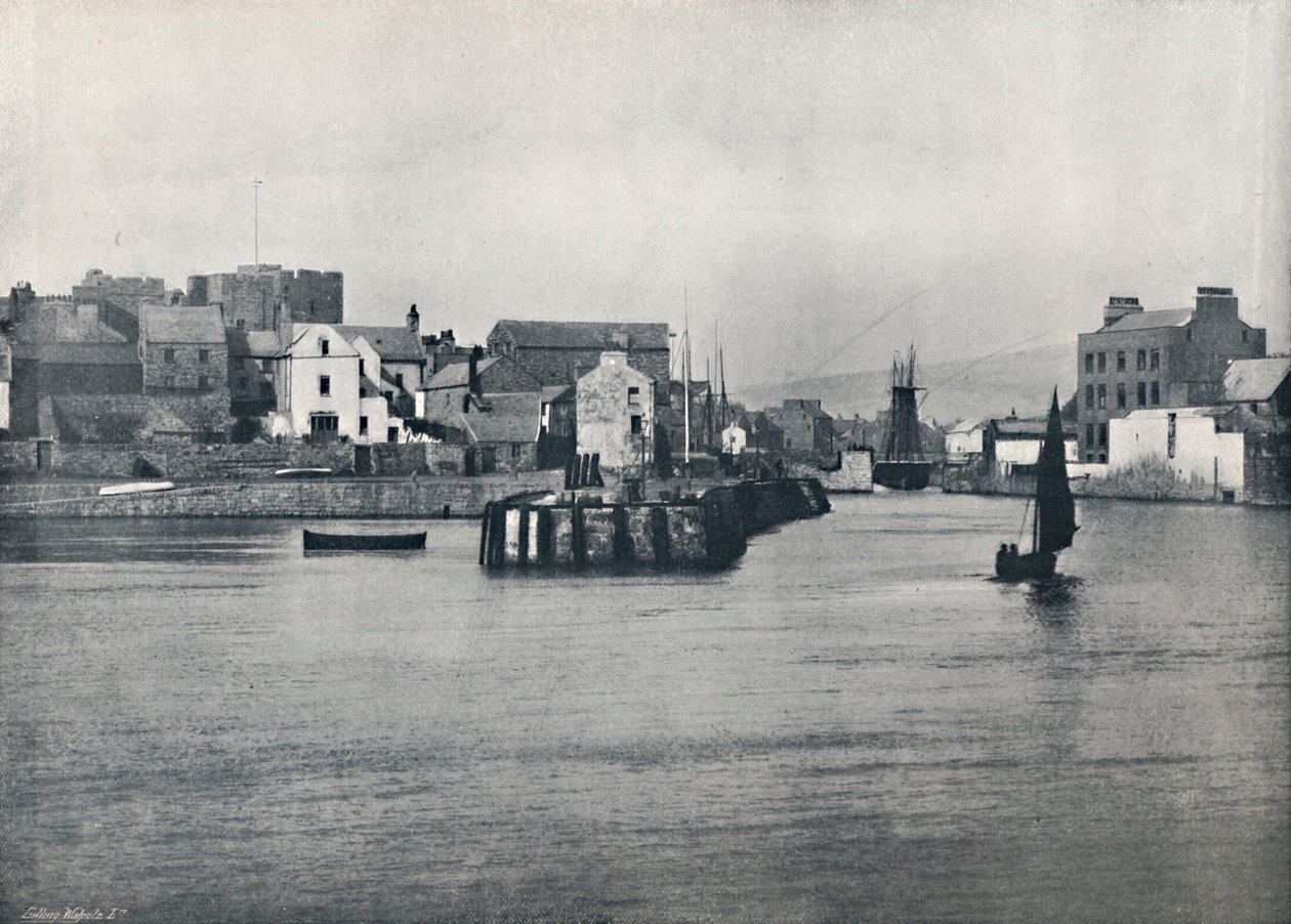 Castletown - Z molo, przedstawiający zamek Rushen, 1895 autorstwa Unbekannt