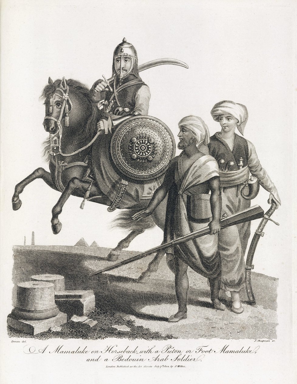 Jeździec mamelucki i żołnierze piechoty mameluckiej i beduińskiej, 1804 r. autorstwa Unbekannt