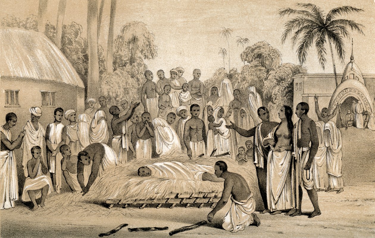 Ceremonia spalenia hinduskiej wdowy ciałem jej zmarłego męża, 1847 autorstwa Unbekannt