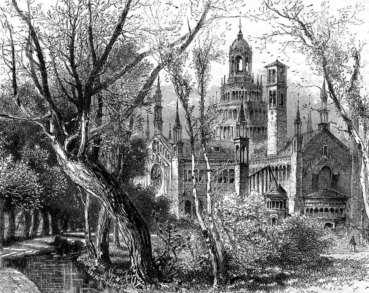 Certosa di Pavia lub Charterhouse of Pavia, Lombardia, Włochy, XIX wiek autorstwa Unbekannt