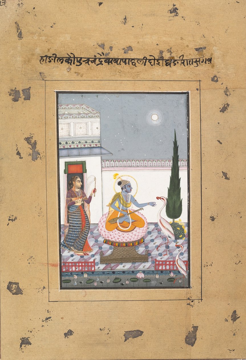 Chandravimba Ragaputra: Strona z rozproszonej bostońskiej serii Ragamala...ca. 1760. autorstwa Unbekannt