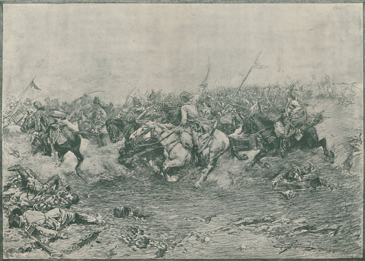 Szarża XII Huzarów w bitwie pod Marengo, 1800, 1896. autorstwa Unbekannt