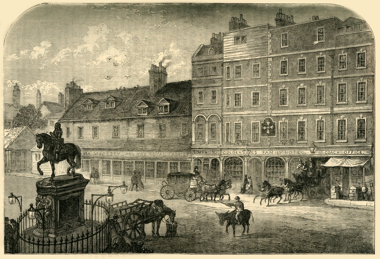 Charing Cross z Northumberland House w 1750, 1881. autorstwa Unbekannt