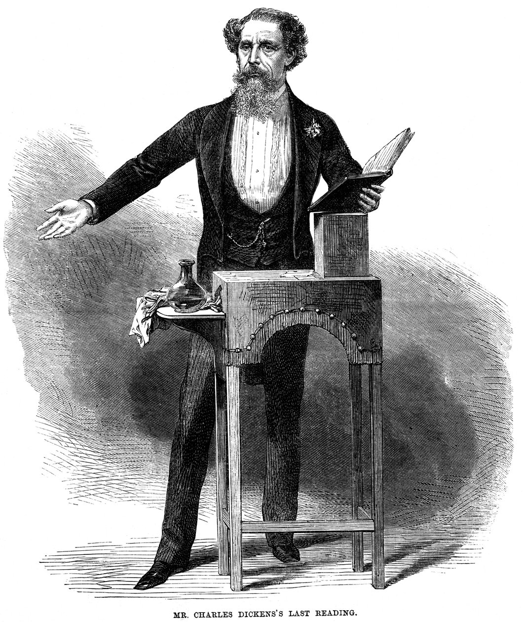 Charles Dickens 1812-70 podczas ostatniego publicznego czytania w St James