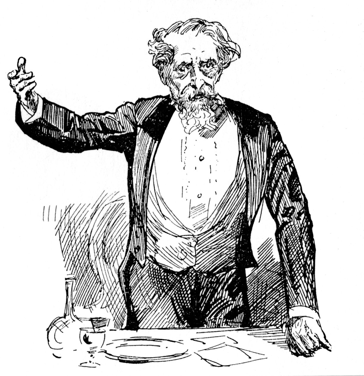 Charles Dickens wygłasza przemówienie po obiedzie, ok. 1860 r. autorstwa Unbekannt