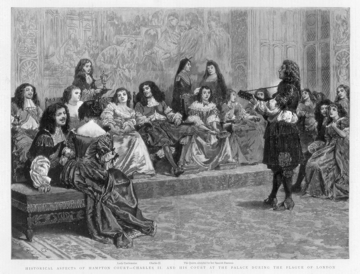 Karol II i jego dwór w pałacu podczas zarazy londyńskiej, c1665-1666 1890 autorstwa Unbekannt