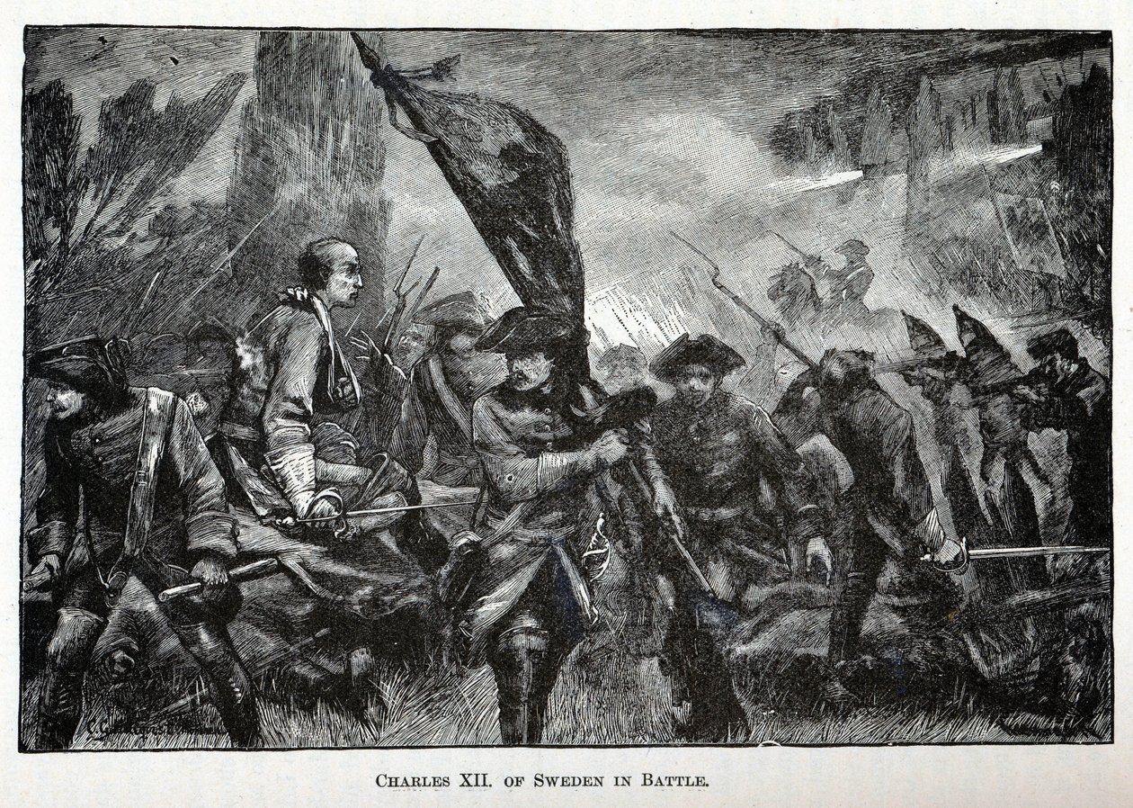 Karol XII Szwedzki w bitwie, 1882 autorstwa Unbekannt