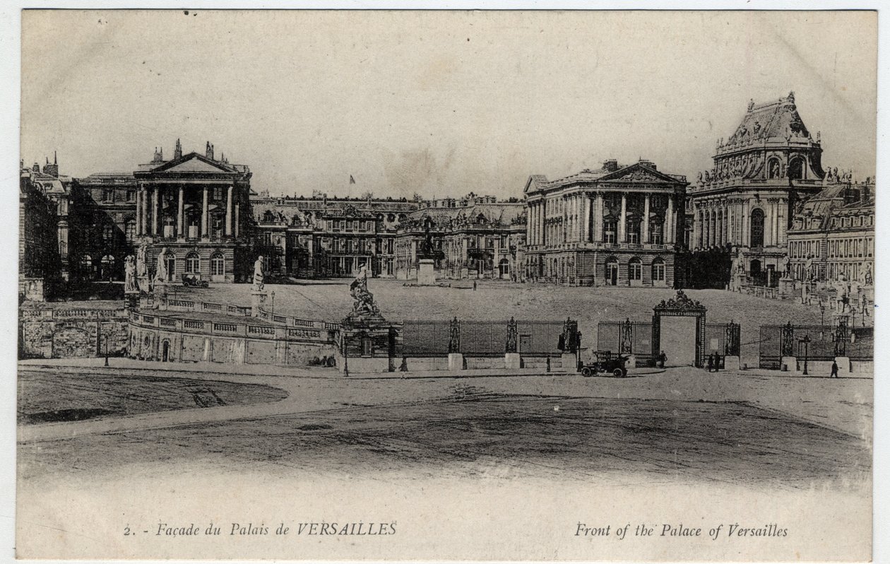 Chateau de Versailles: widok fasady - Pocztówka koniec XIX-początek XX wieku autorstwa Unbekannt