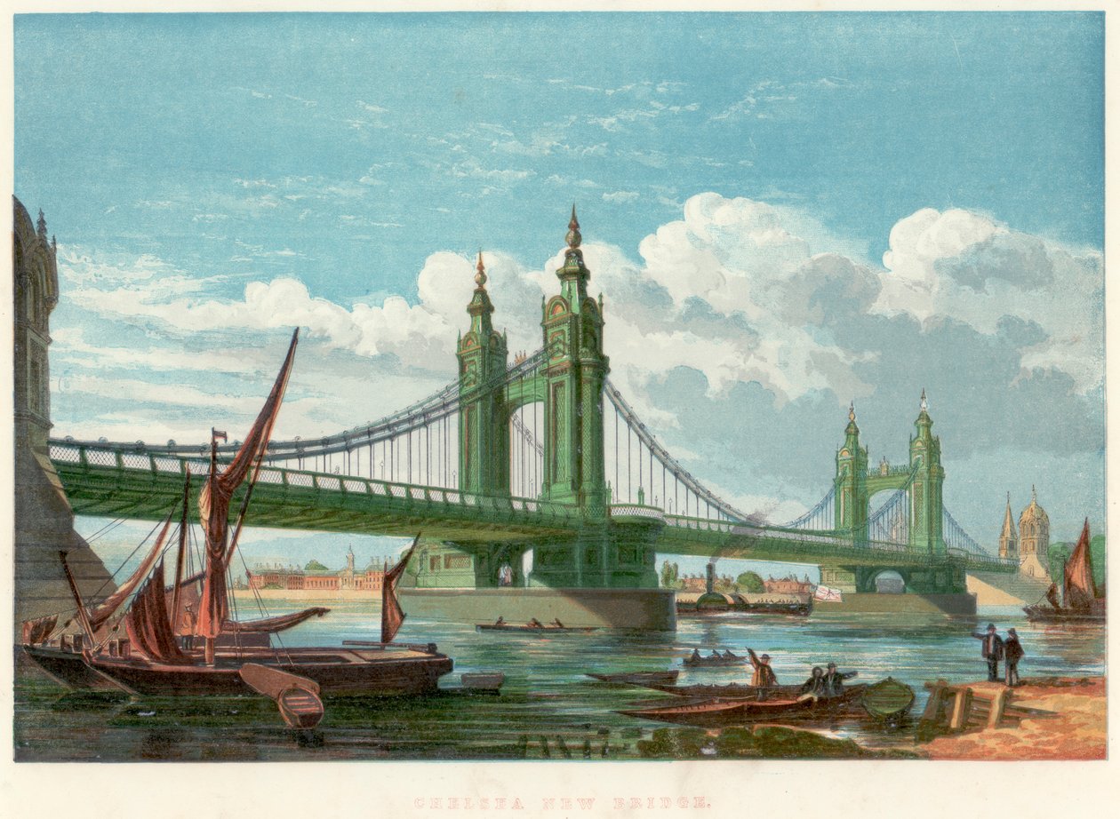 Most Chelsea, Londyn, 1858 autorstwa Unbekannt