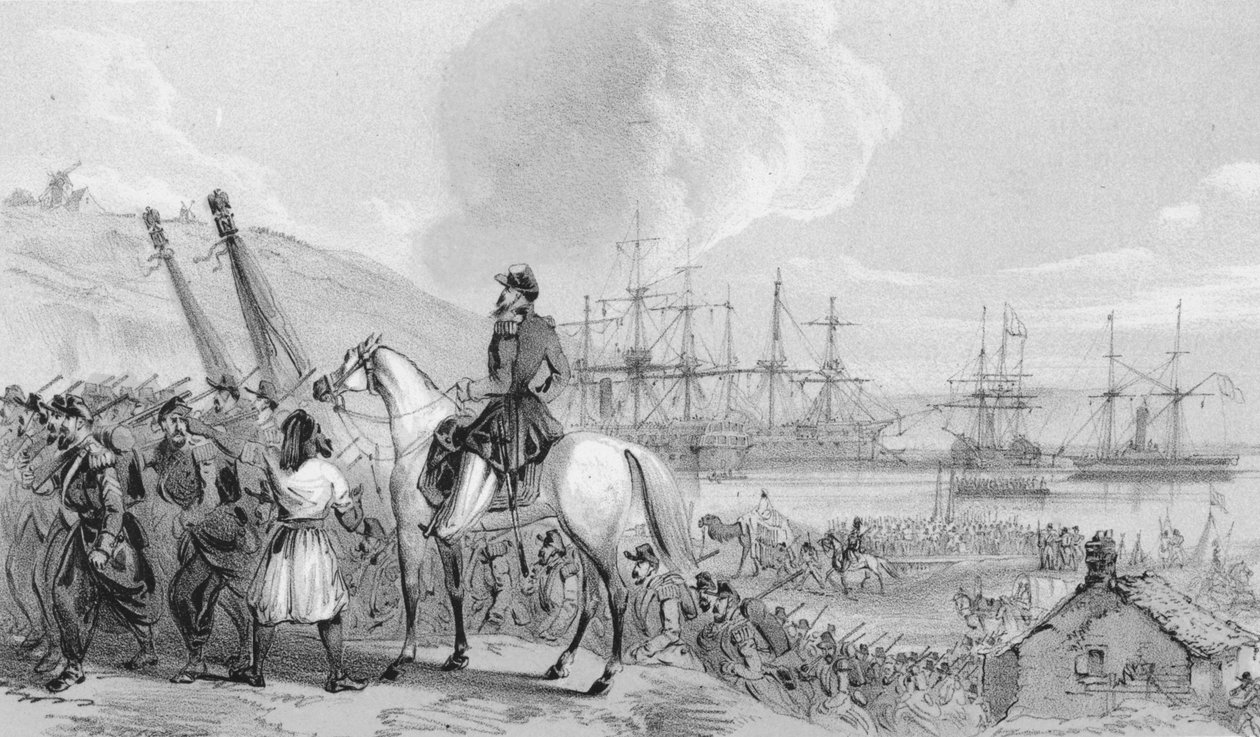 Cherson - Zatoka Kozaków. Francuskie miejsce lądowania i zajezdnia, ok. 1850 r. autorstwa Unbekannt