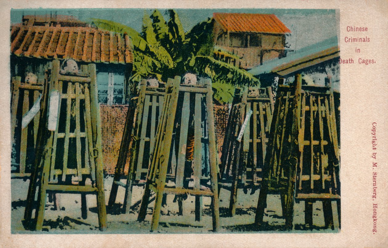 Chińscy przestępcy w klatkach śmierci, ok. 1900 r. autorstwa Unbekannt