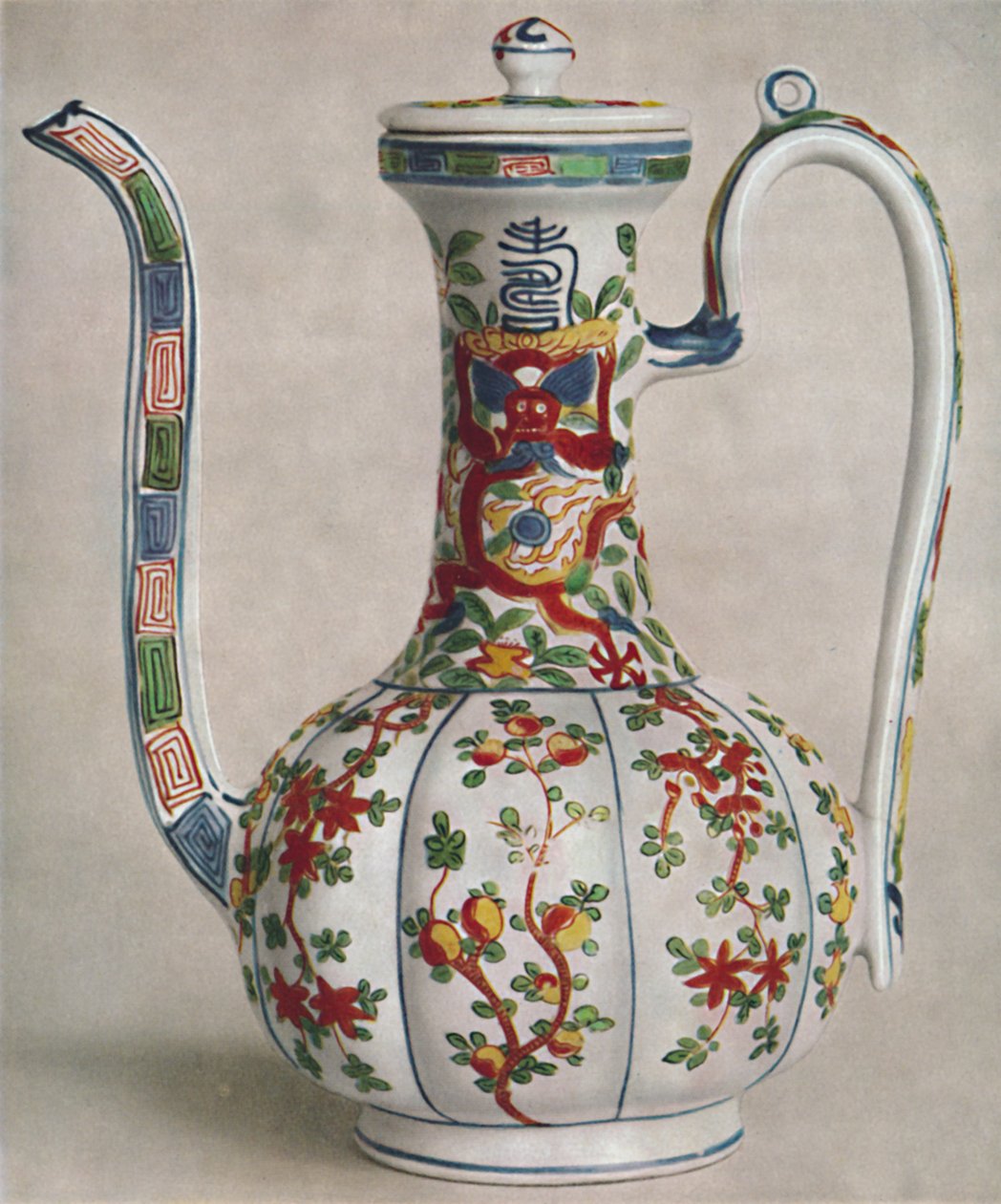Chiński dzban porcelanowy z pięciokolorową dekoracją. Okres Wan Li, 1573-1619, 1928 autorstwa Unbekannt