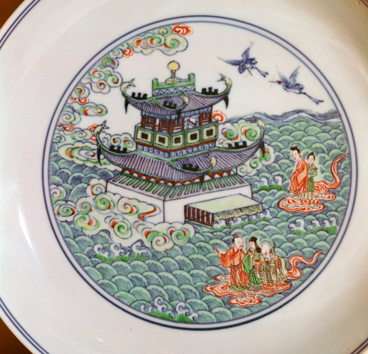 Naczynie z chińskiej porcelany przedstawiające triadę taoistyczną, XVIII w. autorstwa Unbekannt
