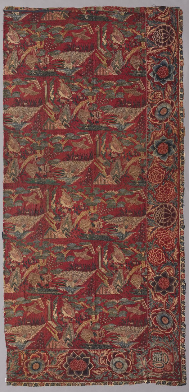 Narzuta na łóżko Chintz lub wiszące z wzorem inspirowanym Japonią, prawa połowa, pierwsza połowa XVIII wieku. autorstwa Unbekannt