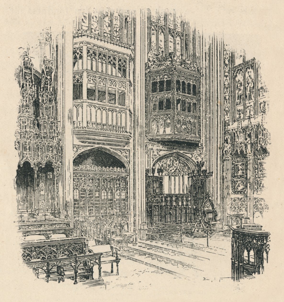 Kramy chóru i szafa królewska, kaplica św. Jerzego, 1895 r. autorstwa Unbekannt