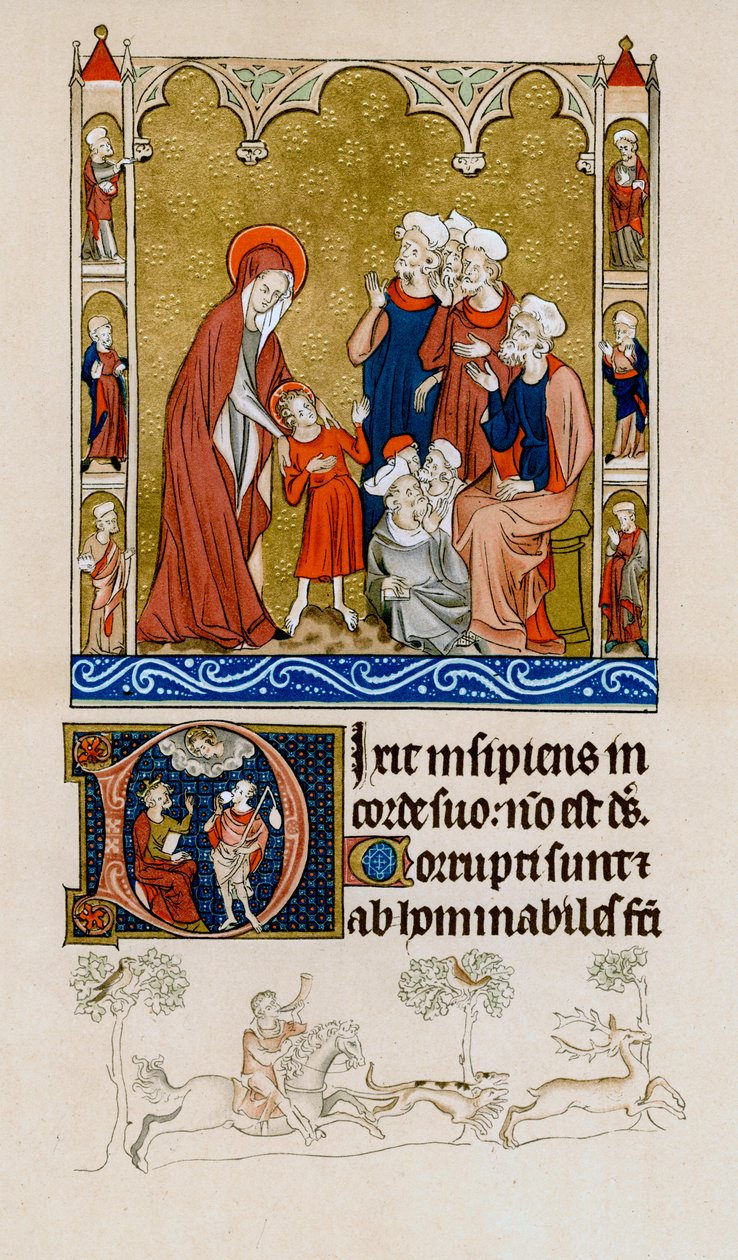Chrystus odnaleziony przez matkę w świątyni spierający się z lekarzami, ok. 1310-1320 autorstwa Unbekannt