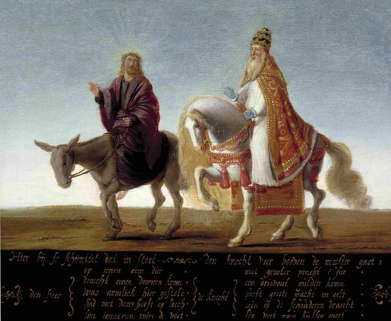 Chrystus na osiołku, papież na koniu autorstwa Unbekannt