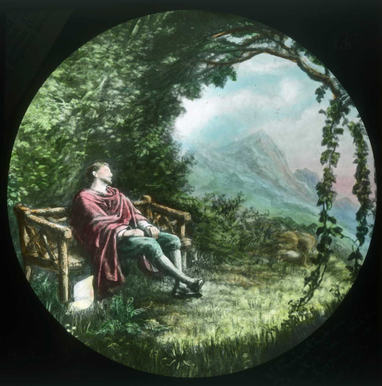 Christian odpoczywa w altanie i gubi swój zwój, ok. 1910. autorstwa Unbekannt