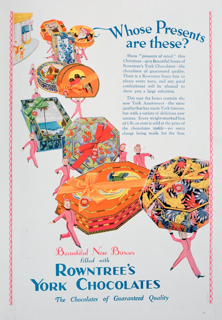 Świąteczna reklama czekoladek Rowntrees York, 1928 autorstwa Unbekannt