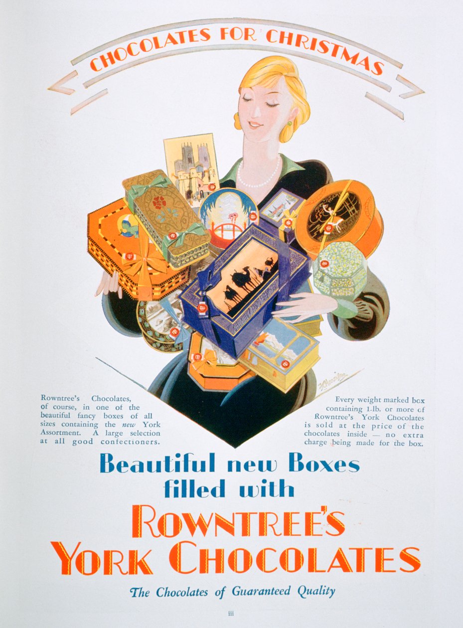 Świąteczna reklama czekoladek Rowntrees York, 1928 autorstwa Unbekannt