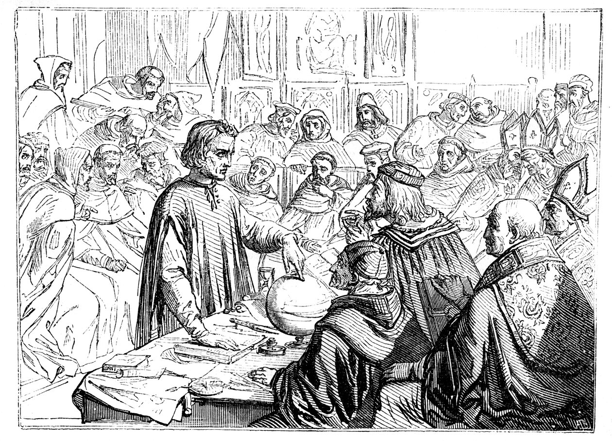 Krzysztof Kolumb przed soborem w Salamance, Hiszpania, 1487 r. autorstwa Unbekannt