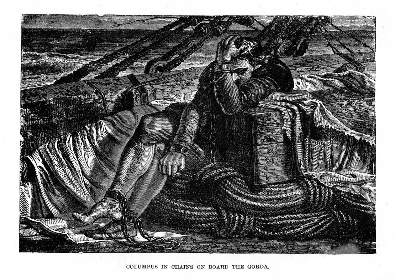 Krzysztof Kolumb w łańcuchach na pokładzie Gordy, lata 90., ok. 1872 autorstwa Unbekannt