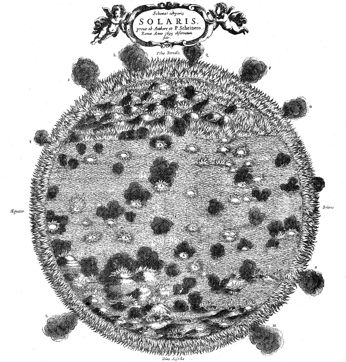Christopher Scheiners ilustracja jego idei powierzchni słońca, 1635 autorstwa Unbekannt