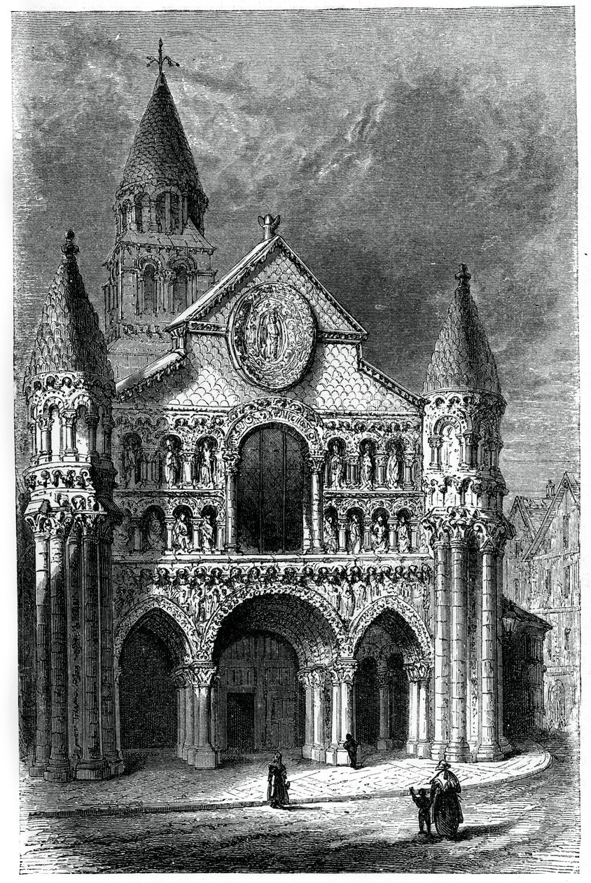 Kościół Notre Dame de la Grande, Poitiers, Francja, XII wiek, 1870 autorstwa Unbekannt