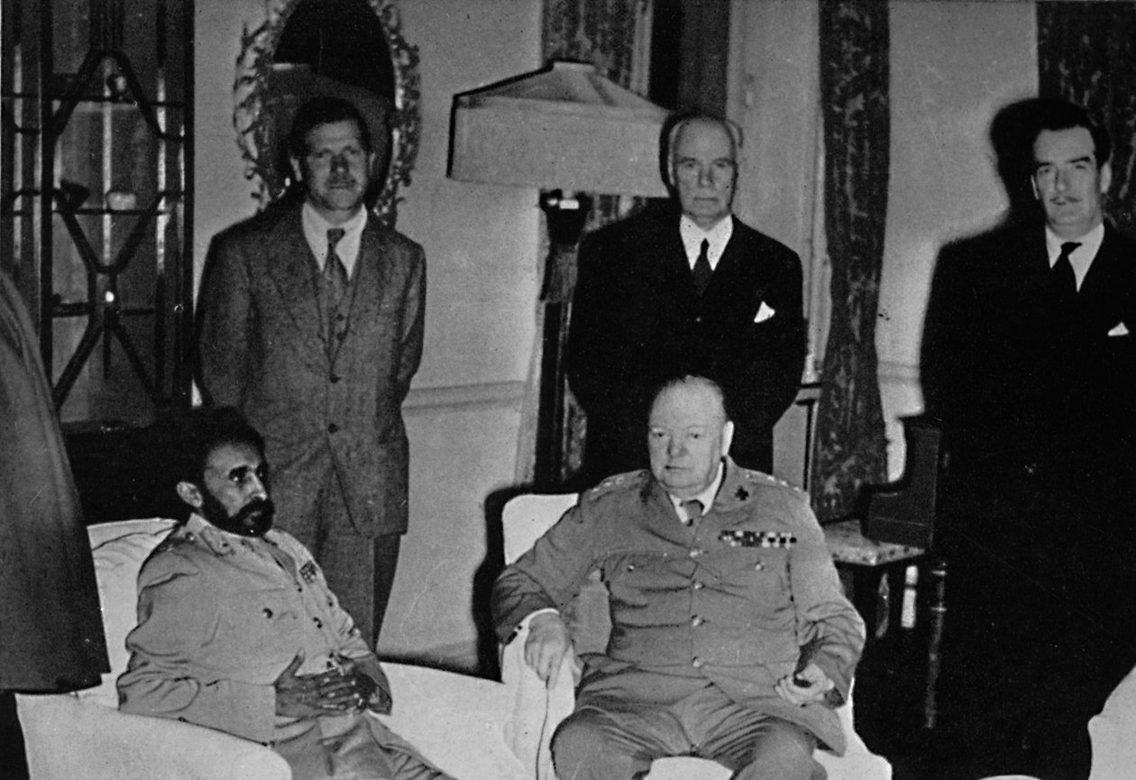 Churchill w Kairze, z cesarzem Etiopii Haile Selassie, 1943, 1945. autorstwa Unbekannt