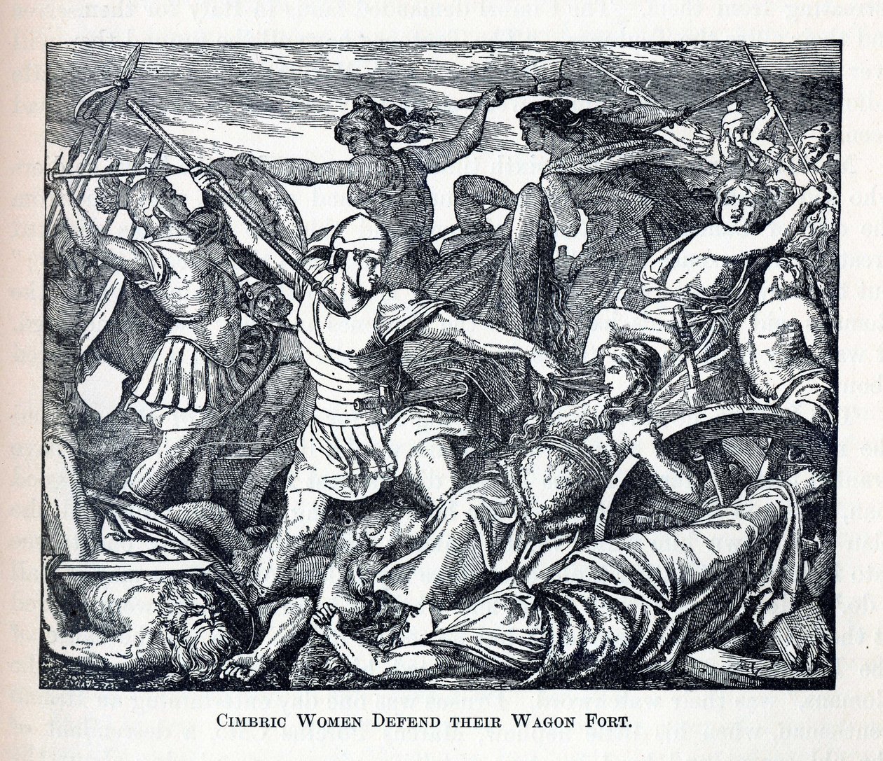 Kobiety Cimbric bronią fortu wozów, 1882 r autorstwa Unbekannt