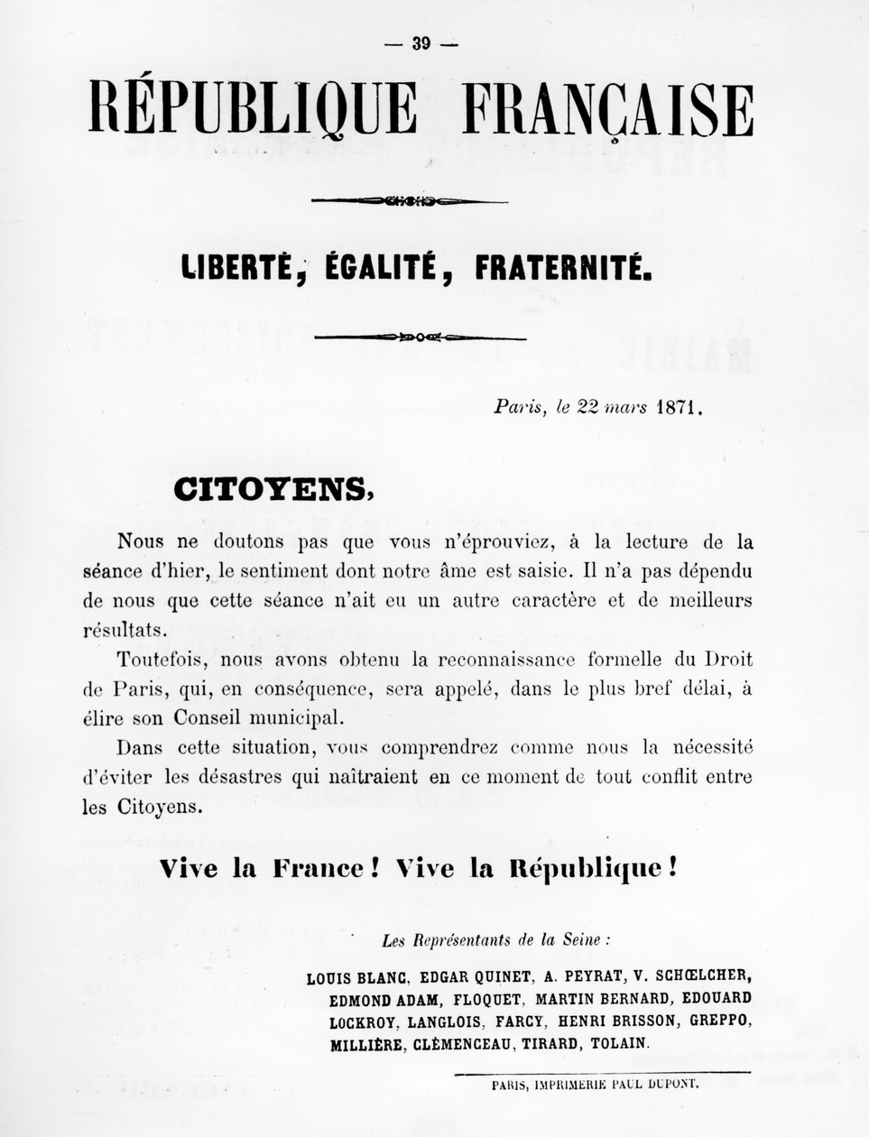 Citoyens, z francuskich plakatów politycznych Komuny Paryskiej, maj 1871 autorstwa Unbekannt