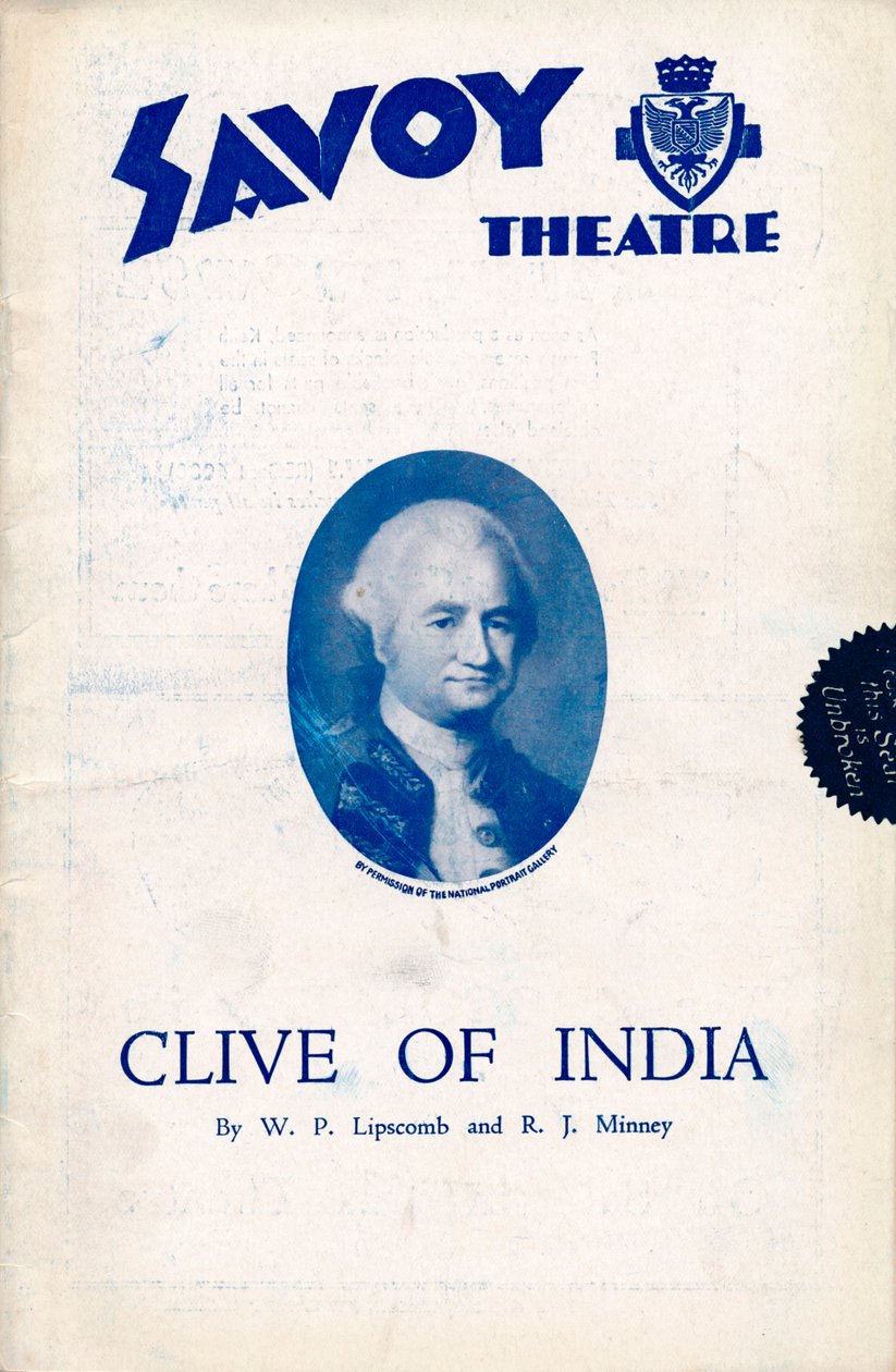 Program Clive of India dla Teatru Savoy, 1934 autorstwa Unbekannt