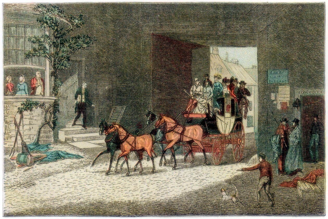 Powóz przyjeżdżający na podwórze karczmy, 1890 autorstwa Unbekannt