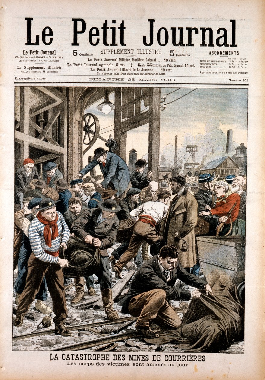 Wypadek w kopalni węgla, Courrieres Mines, Pas-de-Calais, Francja, 1906 autorstwa Unbekannt