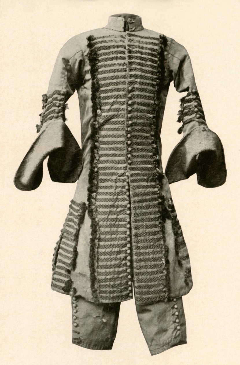 Płaszcz i bryczesy z jedwabiu obszyte fantazyjnym warkoczem, c1680, 1937. autorstwa Unbekannt